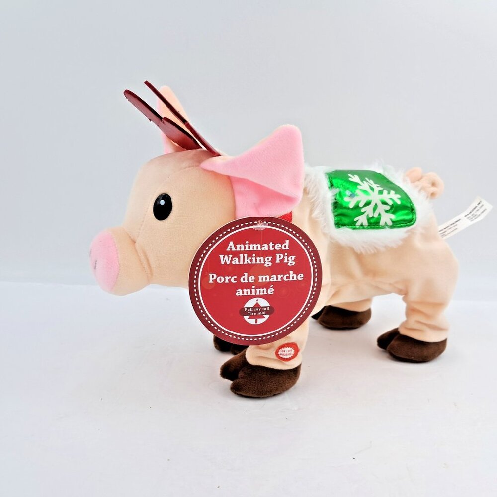 Animated Walking Christmas Pig-Oinks Jingle Bells-See Video